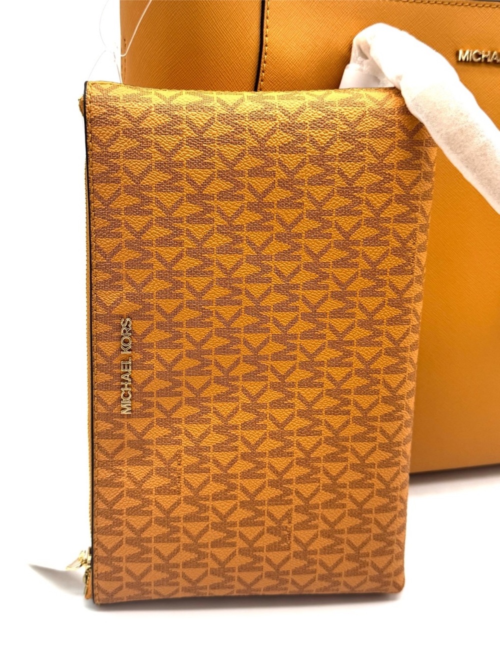 Michael Kors Charlotte LG Tote Bag 3 IN 1 Leather Shoulder Bag Cider - Picture 7 of 10
